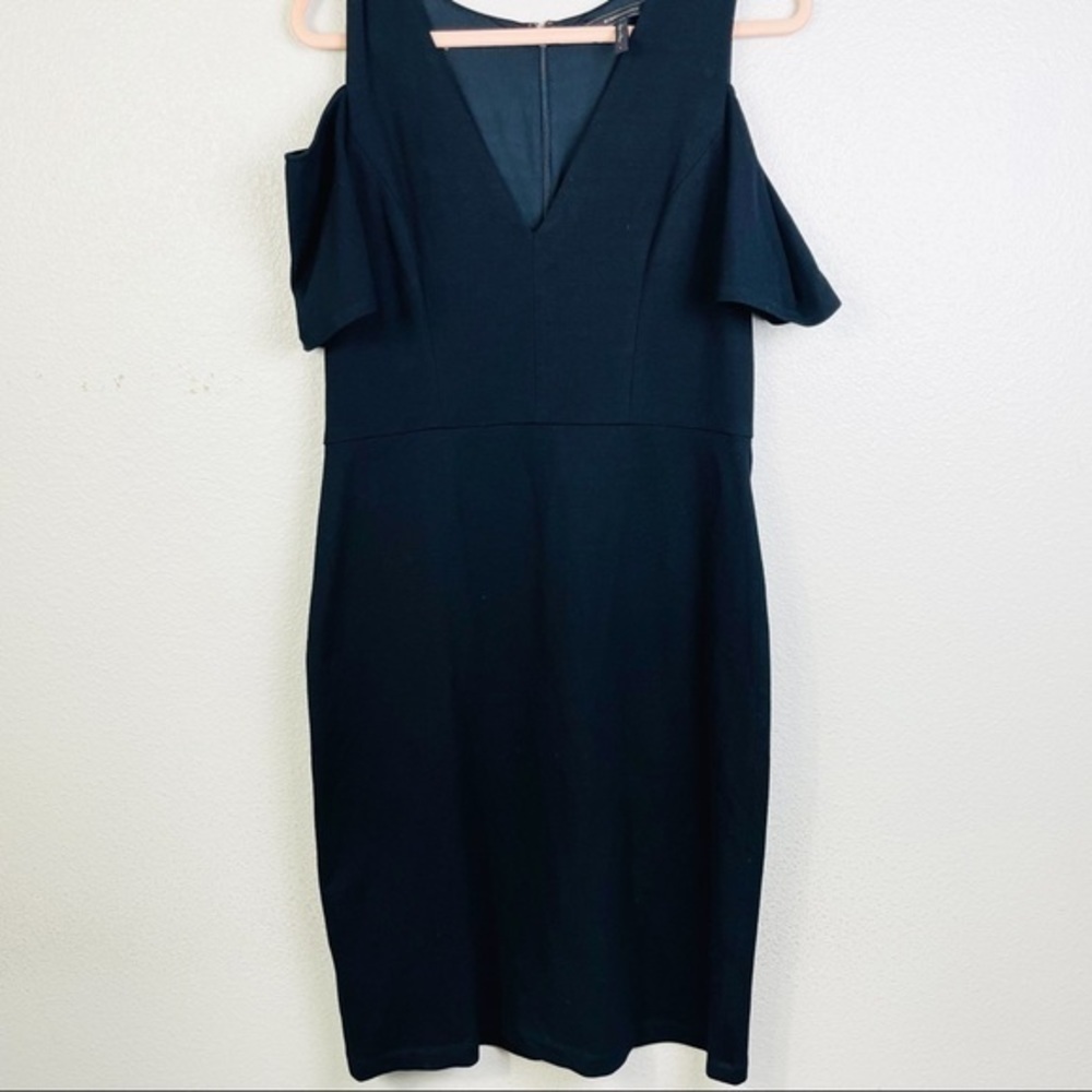 BCBGMAXAZRIA Black Anah‎ Cold-Shoulder Midi Dress Large
